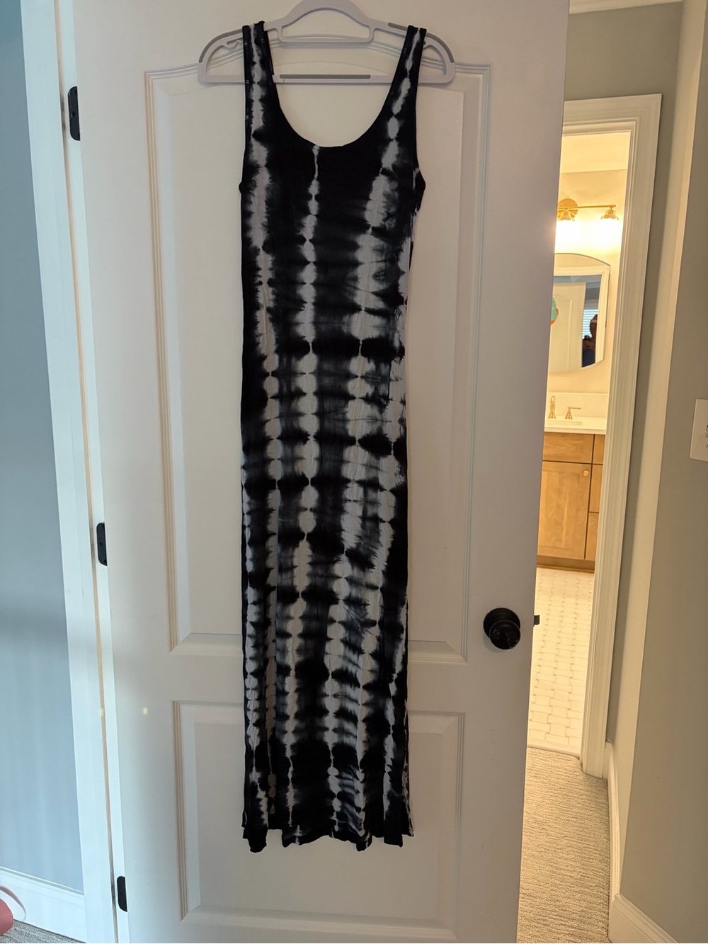 Element Black & White Tie-Dye Tank Maxi Dress